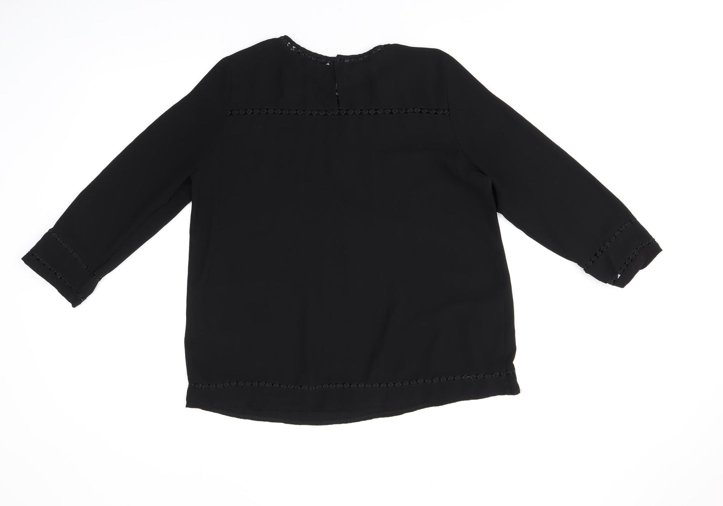 New Look Womens Black Polyester Basic T-Shirt Size 12 Round Neck