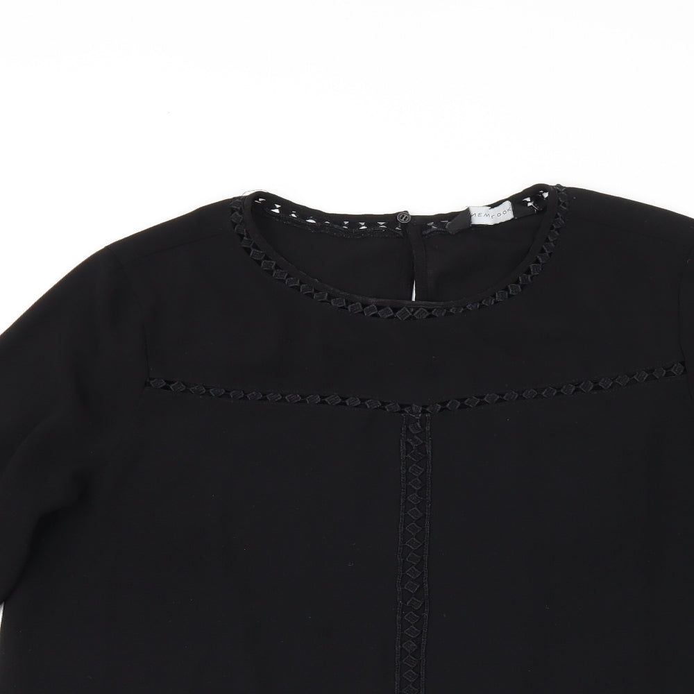 New Look Womens Black Polyester Basic T-Shirt Size 12 Round Neck