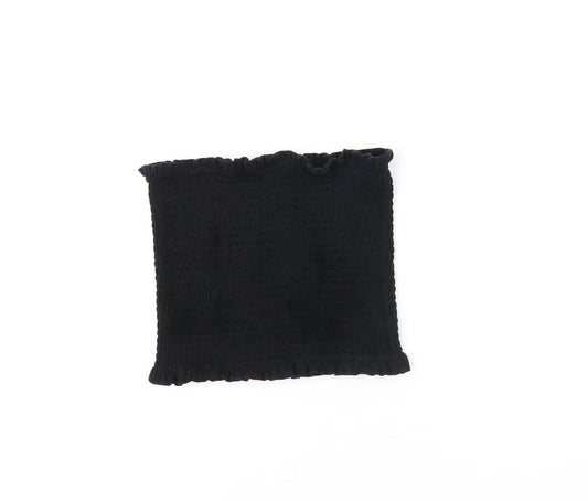 H&M Womens Black Cotton Cropped T-Shirt Size M Off the Shoulder