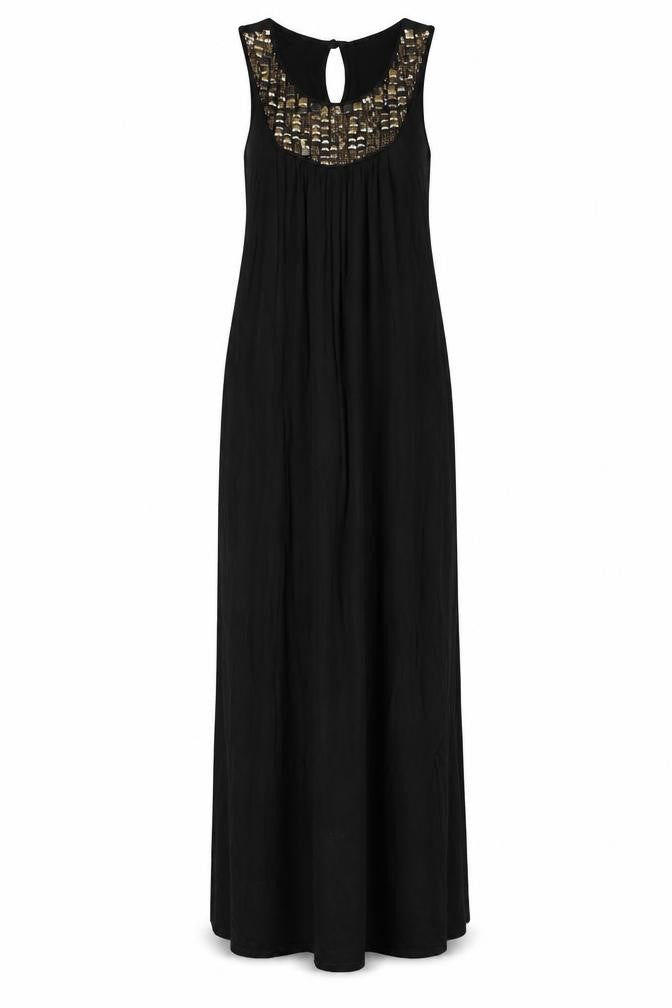 Warehouse Womens Black Viscose Maxi Size 6 Round Neck Pullover