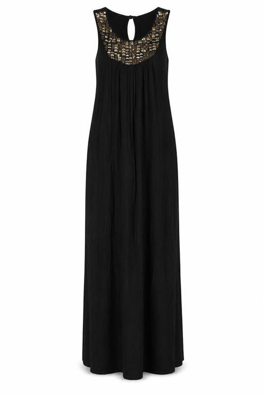 Warehouse Womens Black Viscose Maxi Size 6 Round Neck Pullover