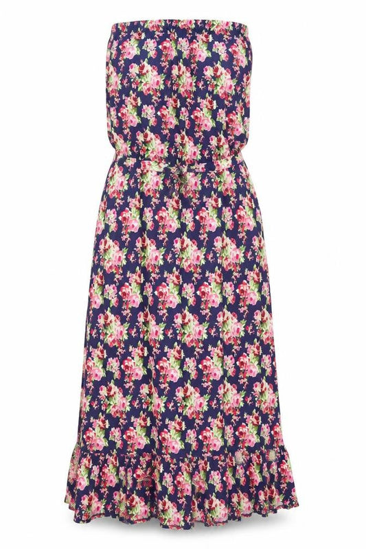 Next Womens Purple Floral Viscose Maxi Size 10 Off the Shoulder Drawstring