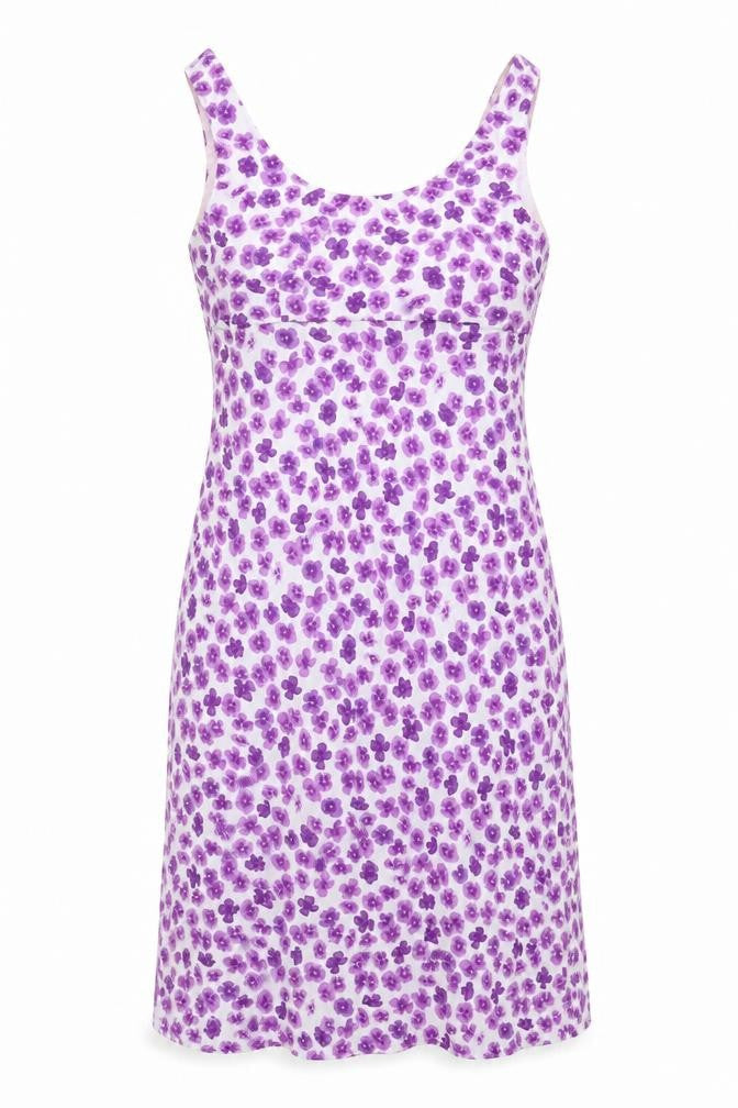 Principles Womens White Floral Viscose Tank Dress Size 12 Scoop Neck Zip