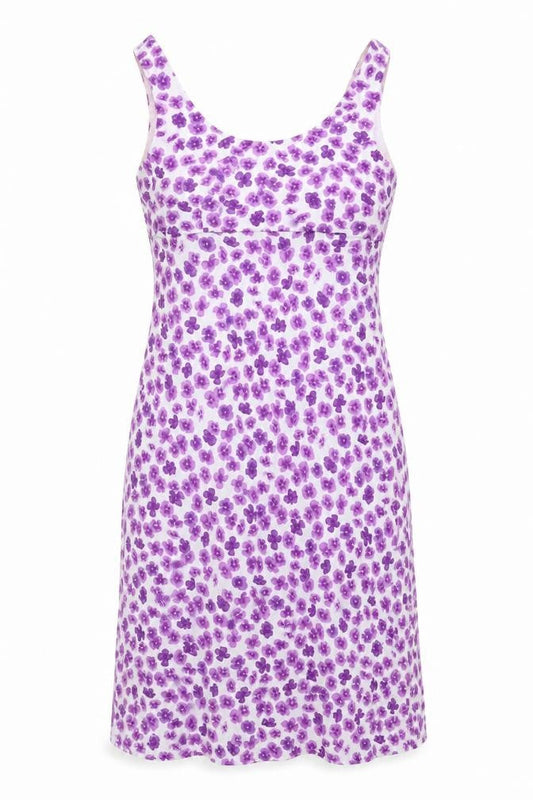 Principles Womens White Floral Viscose Tank Dress Size 12 Scoop Neck Zip