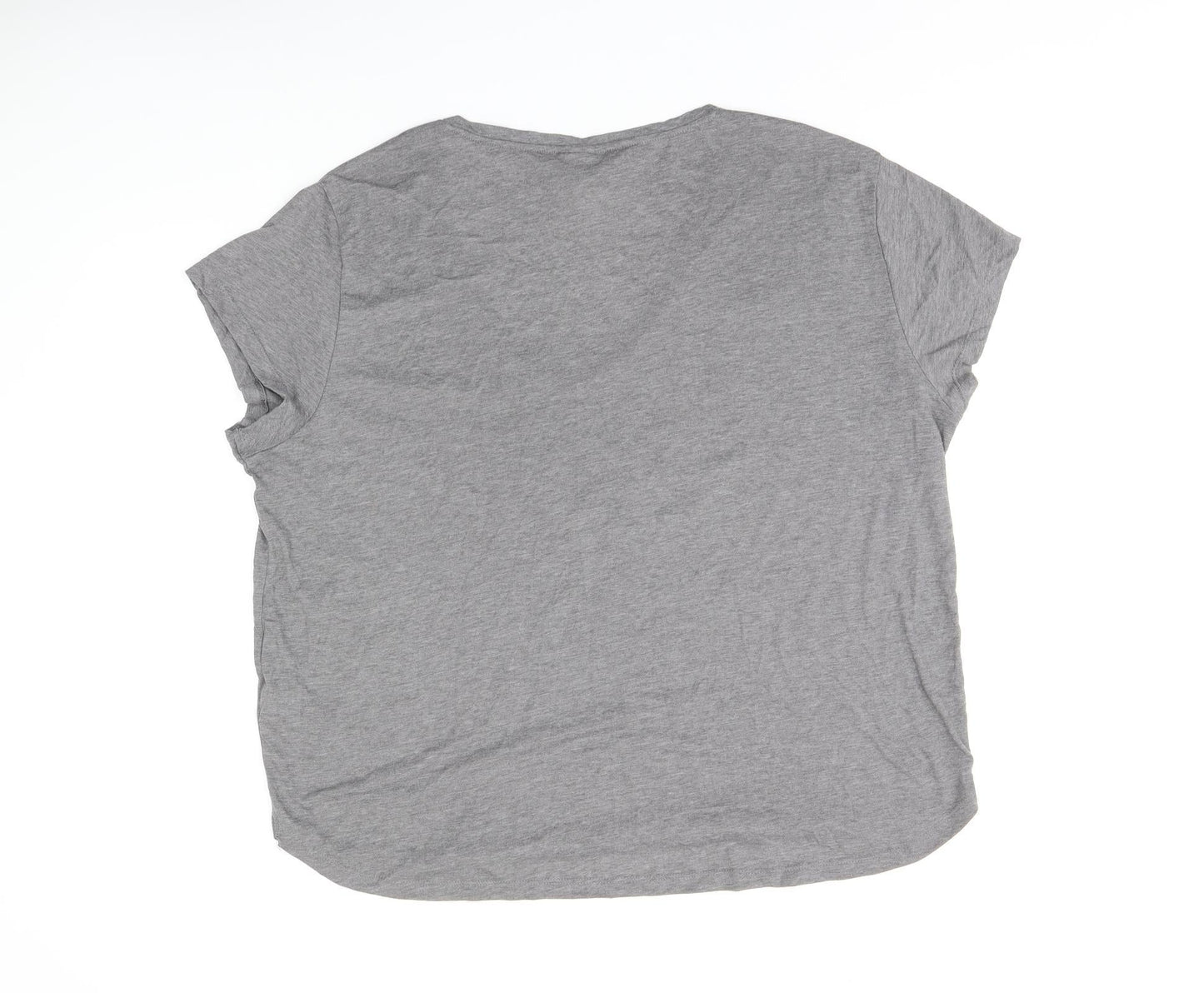 H&M Womens Grey Polyester Basic T-Shirt Size XL V-Neck