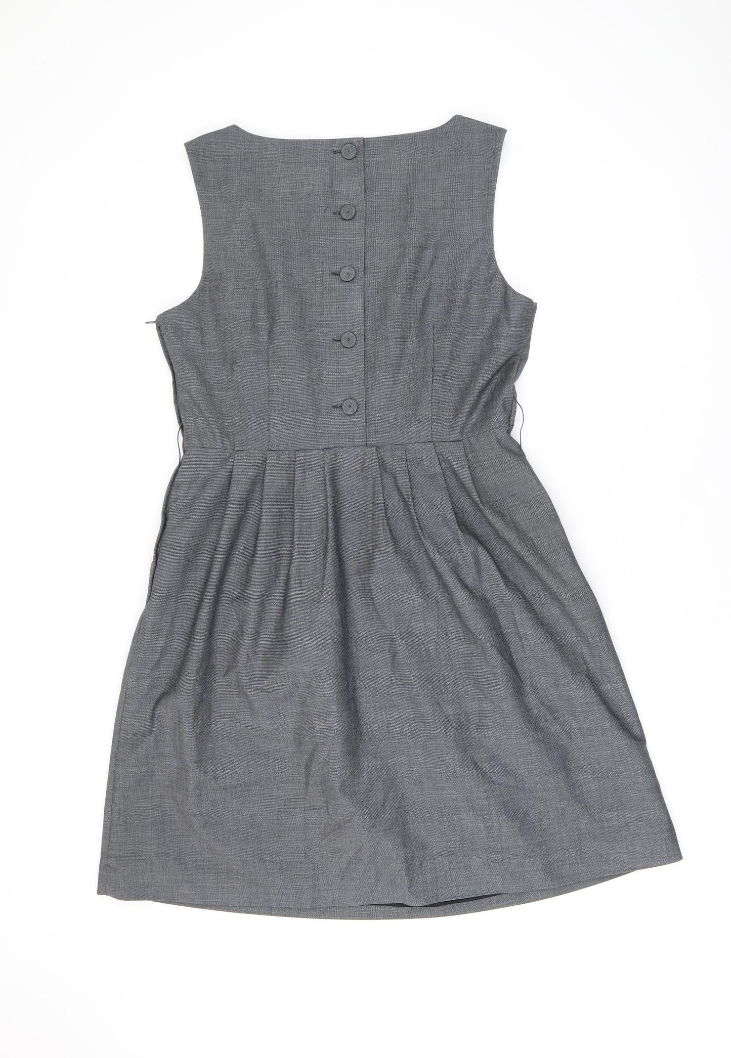 H&M Womens Grey Polyester A-Line Size 14 Round Neck Zip