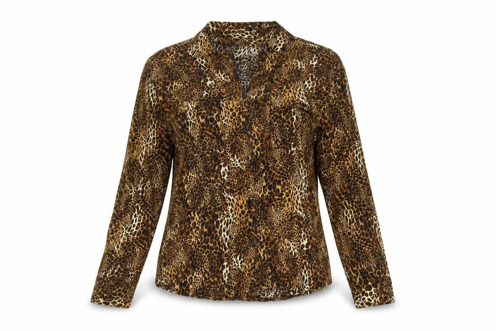 Apricot Womens Brown Animal Print Viscose Basic Button-Up Size 12 Collared - Leopard Print