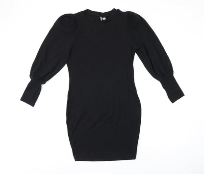 Additional front view of ASOS women’s black polyester bodycon, size UK 8, round neck pullover
