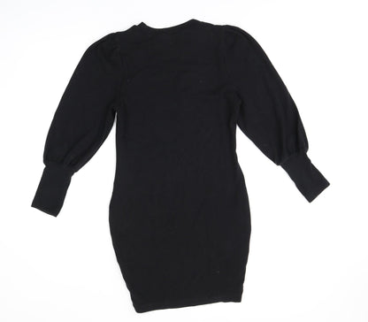 Back view of ASOS women’s black polyester bodycon, size UK 8, round neck pullover