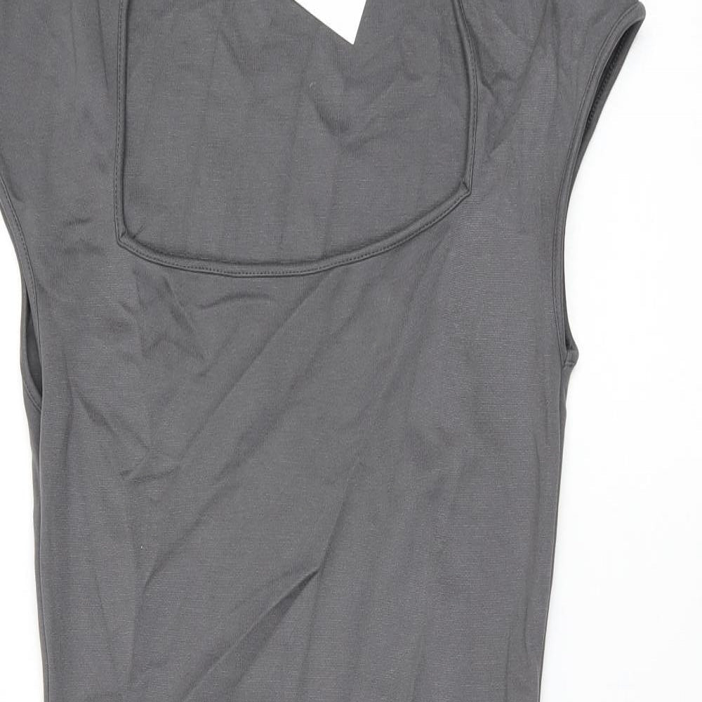 H&M Womens Grey Viscose Bodycon Size M Square Neck Pullover