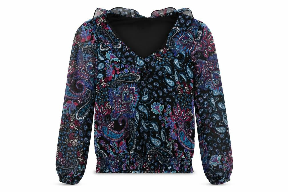 Wallis Womens Black Paisley Polyester Basic Blouse Size 8 V-Neck