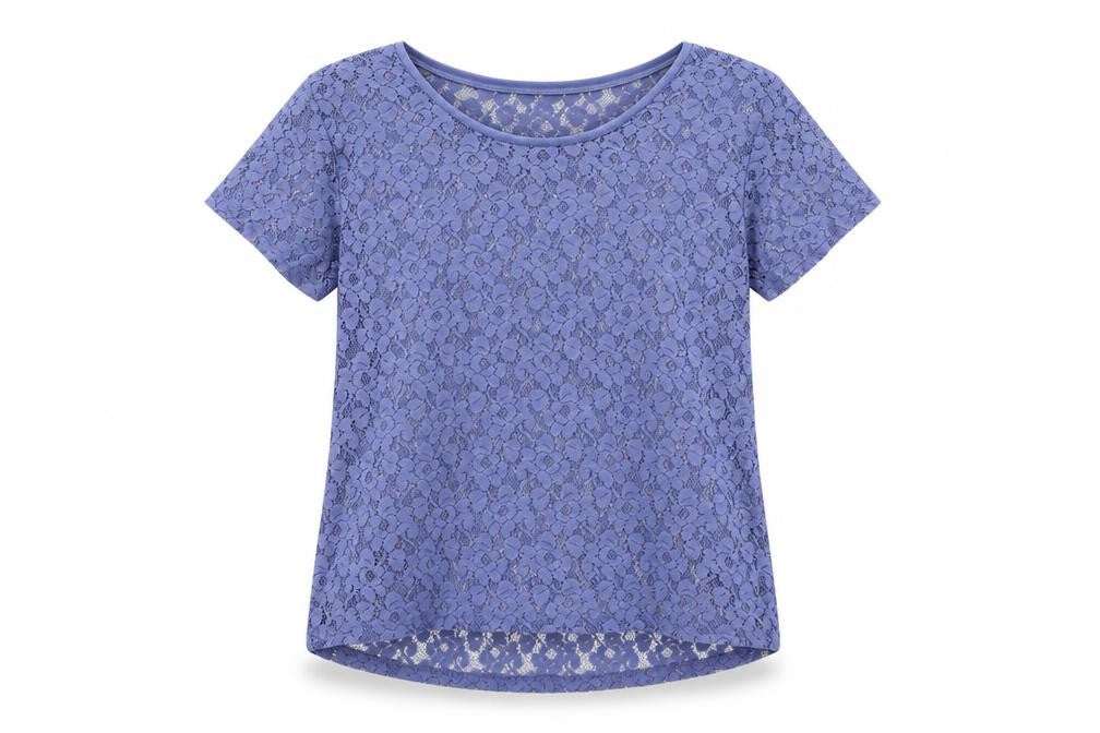 H&M Womens Blue Polyester Basic T-Shirt Size M Boat Neck - Sheer