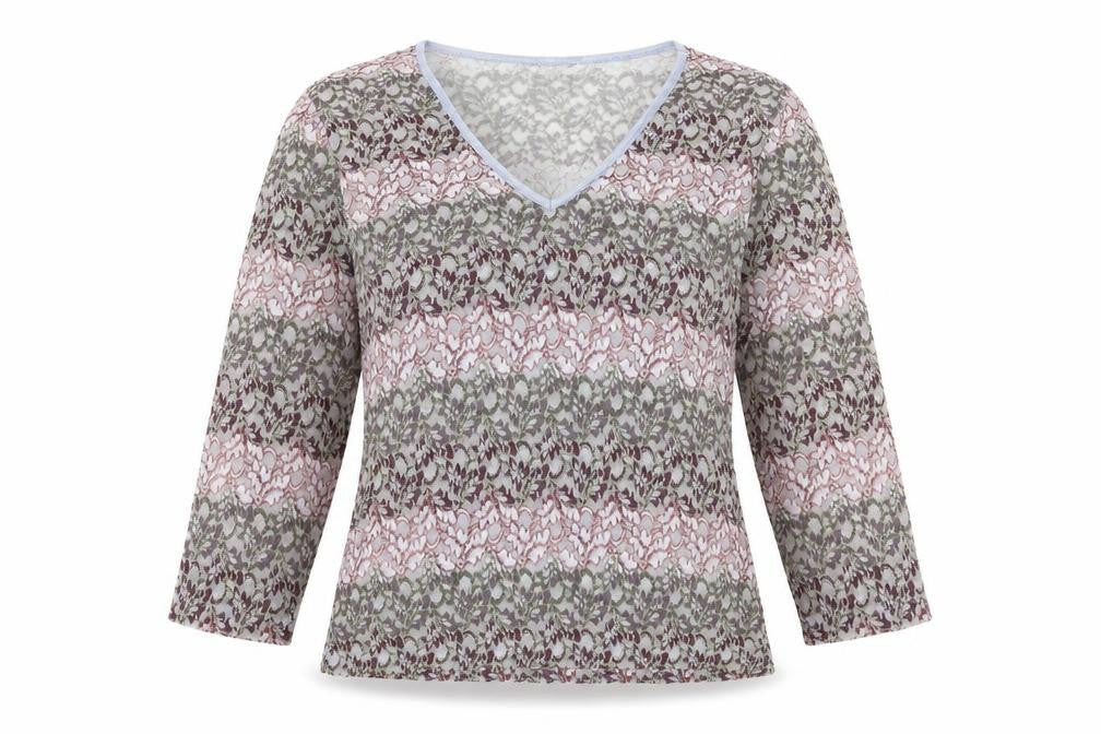 M&Co Womens Multicoloured Geometric Nylon Basic Blouse Size 14 V-Neck - Sheer