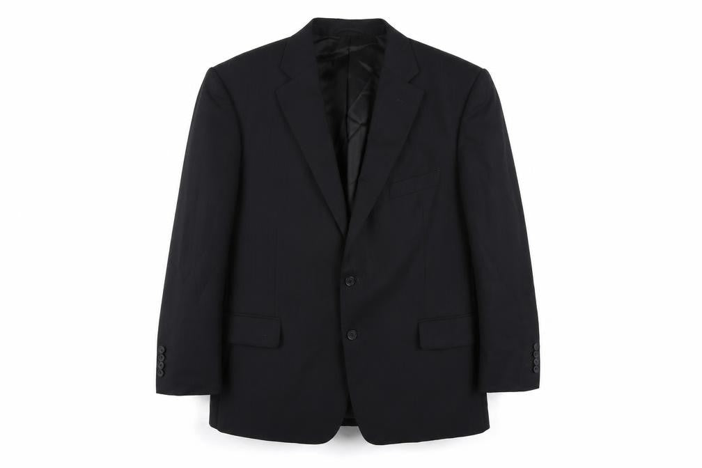 Frank Rostron Mens Black Striped Wool Jacket Suit Jacket Size 44 Regular