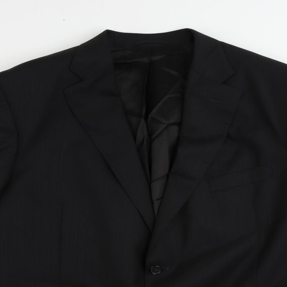 Frank Rostron Mens Black Striped Wool Jacket Suit Jacket Size 44 Regular