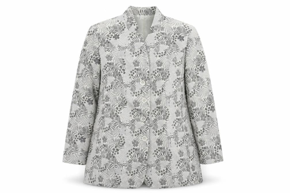 Mona Womens Grey Floral Jacket Blazer Size 20 Button