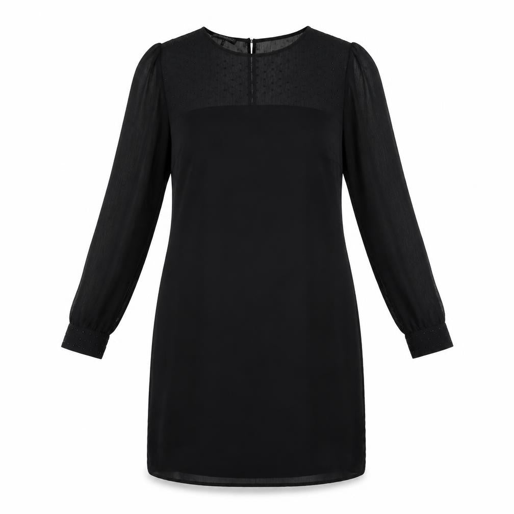 NEXT Womens Black Polyester A-Line Size 12 Round Neck Button - Embellished