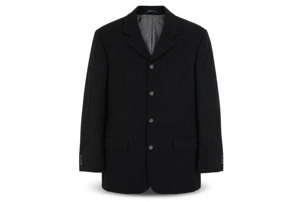 River Island Mens Black Striped Wool Jacket Suit Jacket Size 40 Regular
