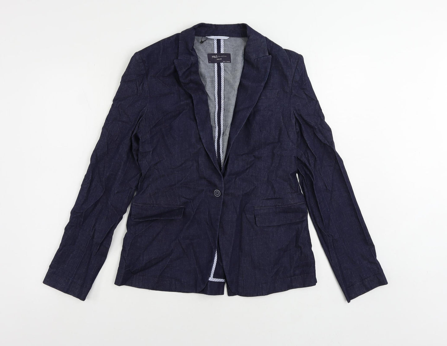 Marks and Spencer Womens Blue Jacket Blazer Size 8 Button
