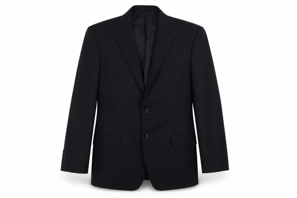 Autograph Mens Blue Striped Wool Jacket Suit Jacket Size 40 Regular