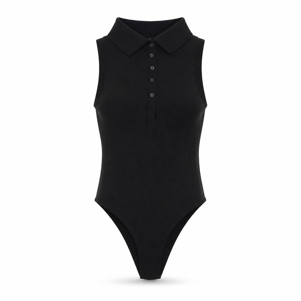 Zara Womens Black Cotton Bodysuit One-Piece Size S Button