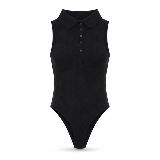 Zara Womens Black Cotton Bodysuit One-Piece Size S Button