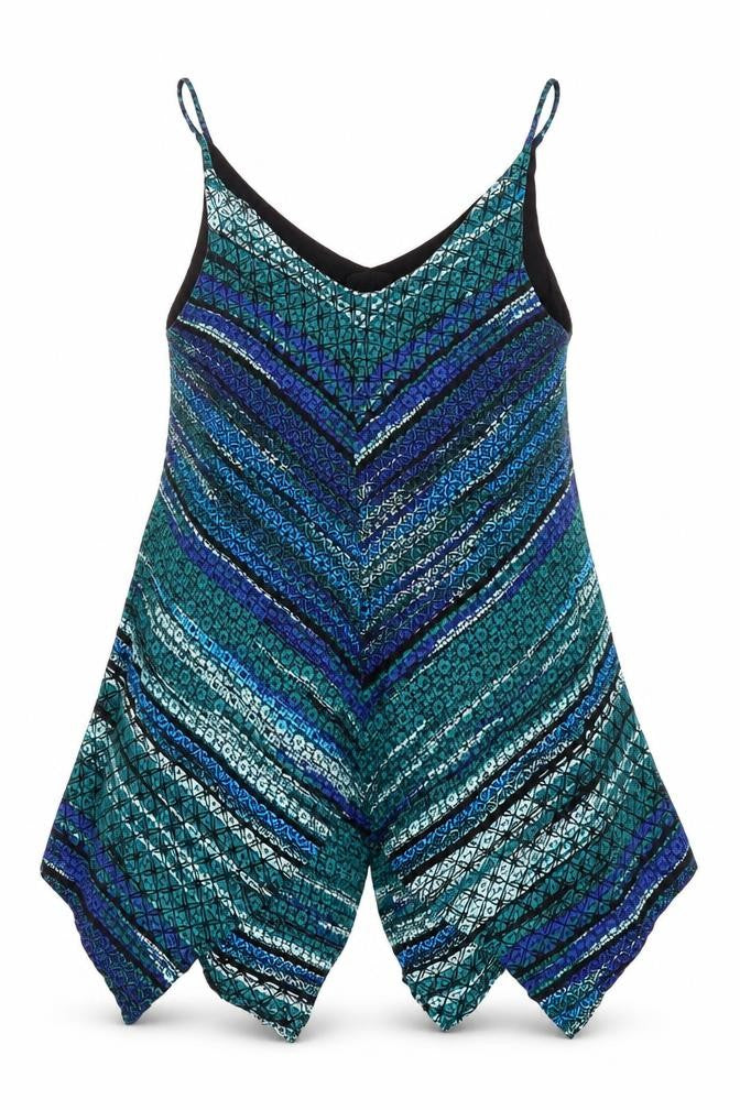 Apricot Womens Multicoloured Geometric Viscose Basic Tank Size 12 V-Neck - Asymmetric Hem
