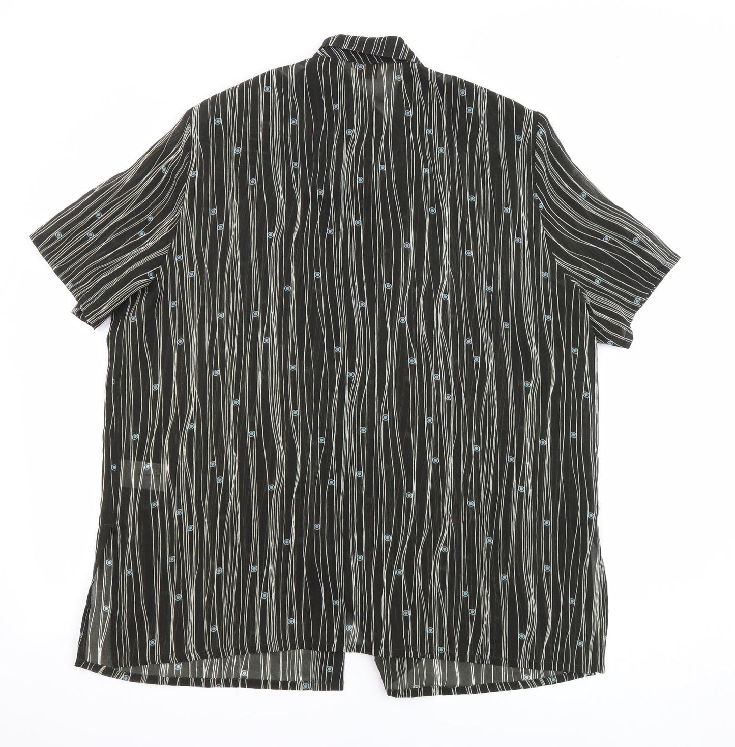 ELVI Womens Black Geometric Polyester Basic Button-Up Size 18 Collared - Sheer
