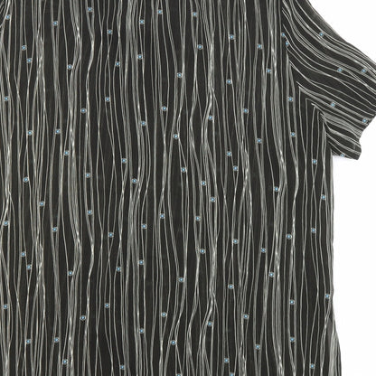 ELVI Womens Black Geometric Polyester Basic Button-Up Size 18 Collared - Sheer