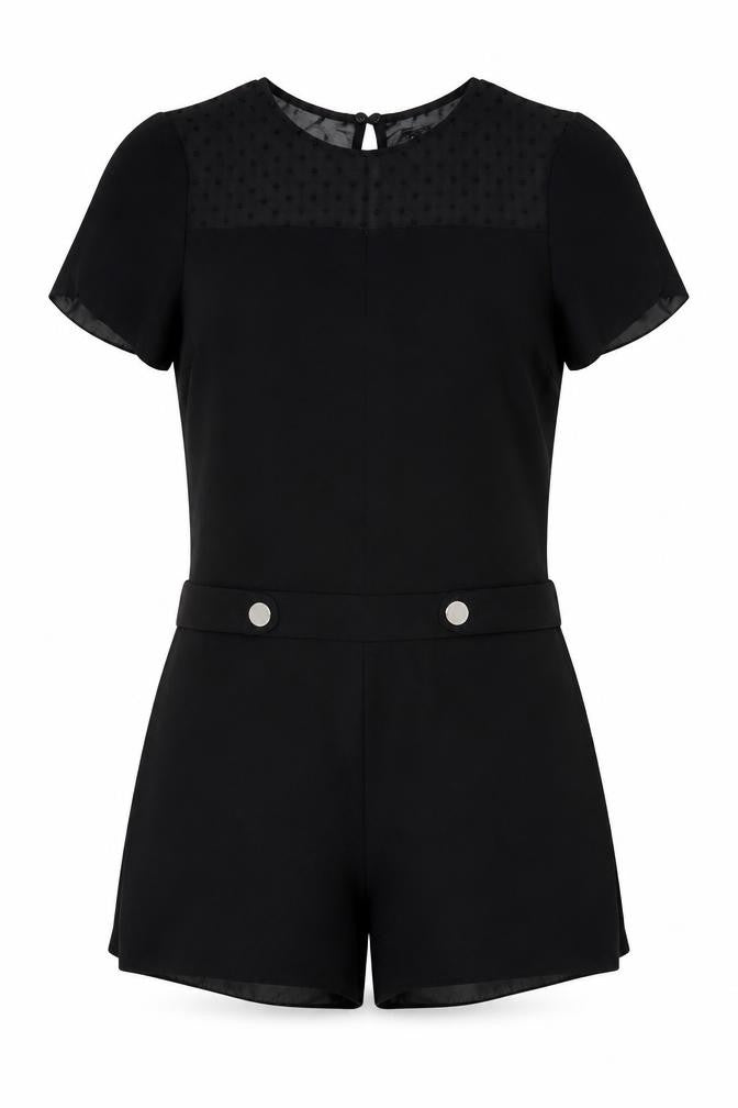 Zara Womens Black Polyester Playsuit One-Piece Size S Zip