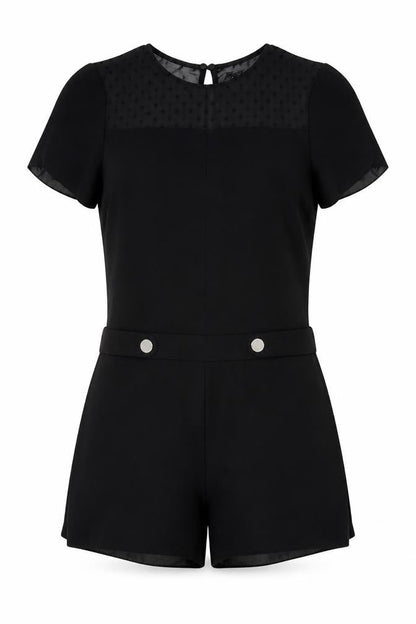 Zara Womens Black Polyester Playsuit One-Piece Size S Zip
