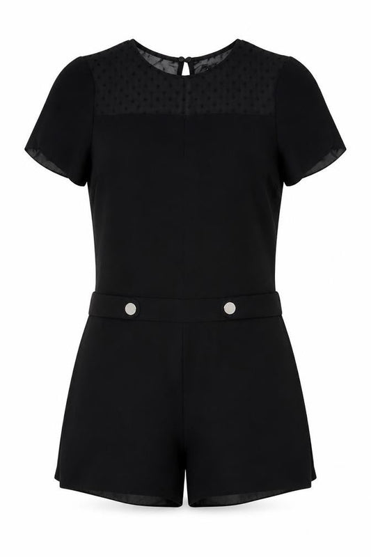 Zara Womens Black Polyester Playsuit One-Piece Size S Zip