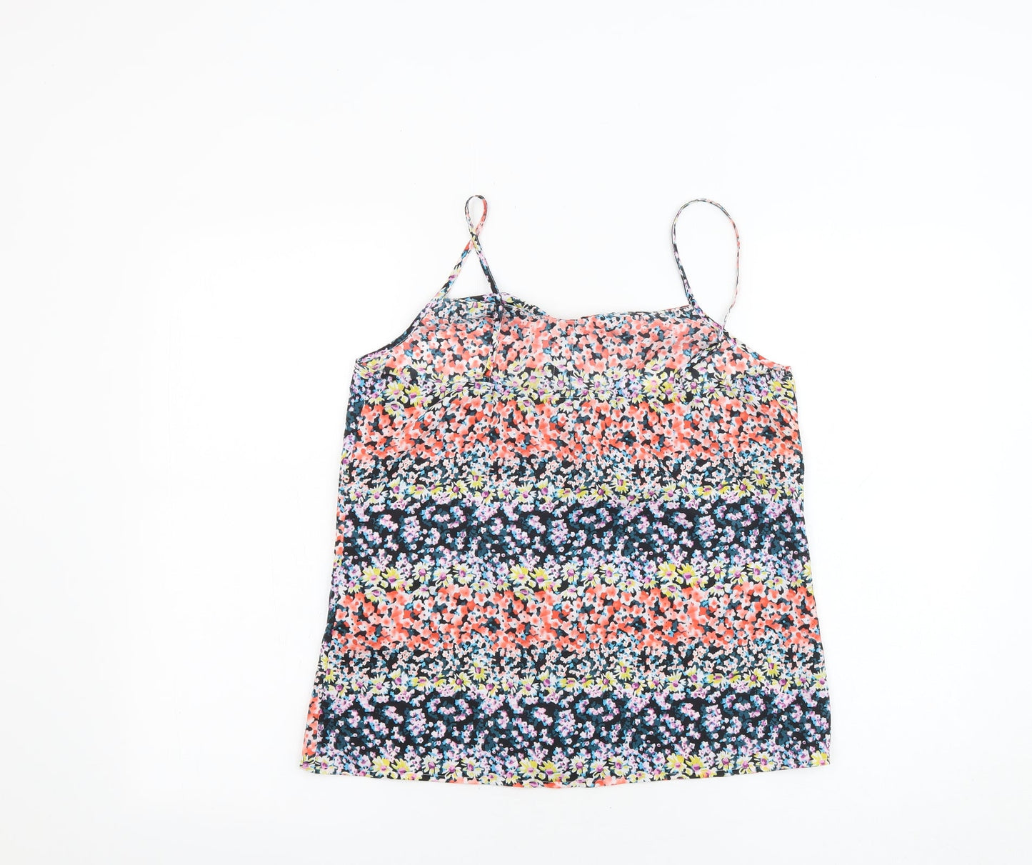 Oasis Womens Multicoloured Floral Polyester Basic Tank Size 10 V-Neck - Ruffles