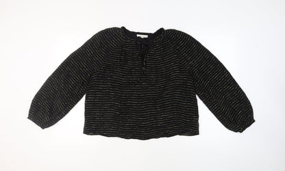 Marks & Spencer Women's Black Striped Blouse Size 8