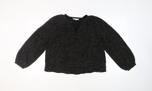 Marks and Spencer Women's Black Striped Blouse Size 8