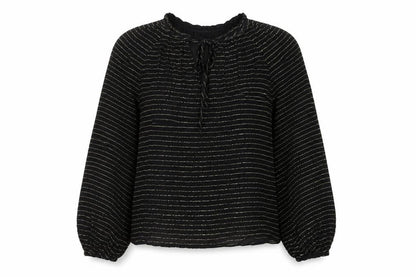 Marks & Spencer Women's Black Striped Blouse Size 8