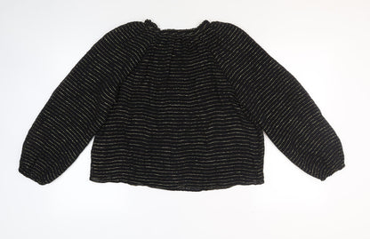 Marks & Spencer Women's Black Striped Blouse Size 8