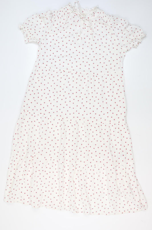 Marks and Spencer Women's White Floral Midi Dress Size 10