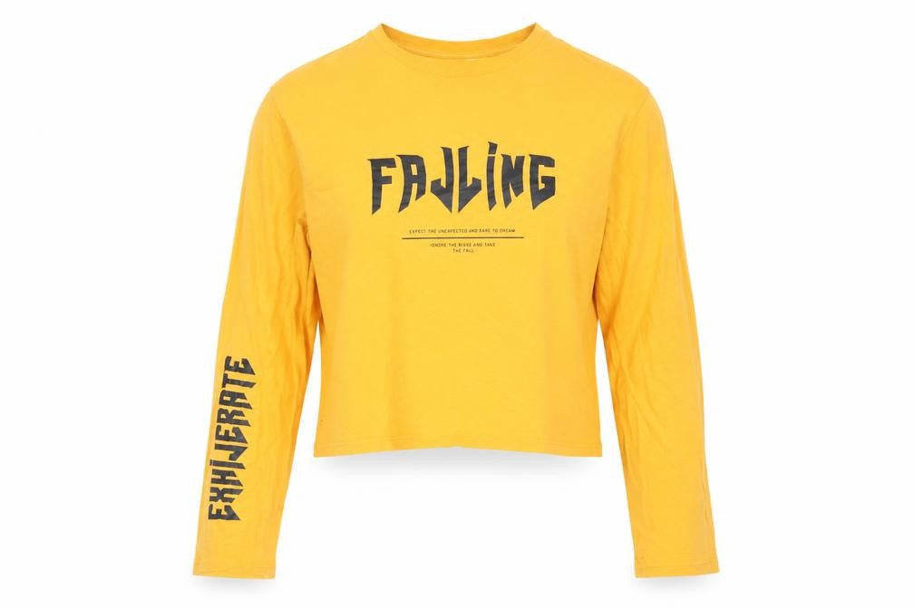 H&M Women's Yellow Cropped T-Shirt Crew Neck