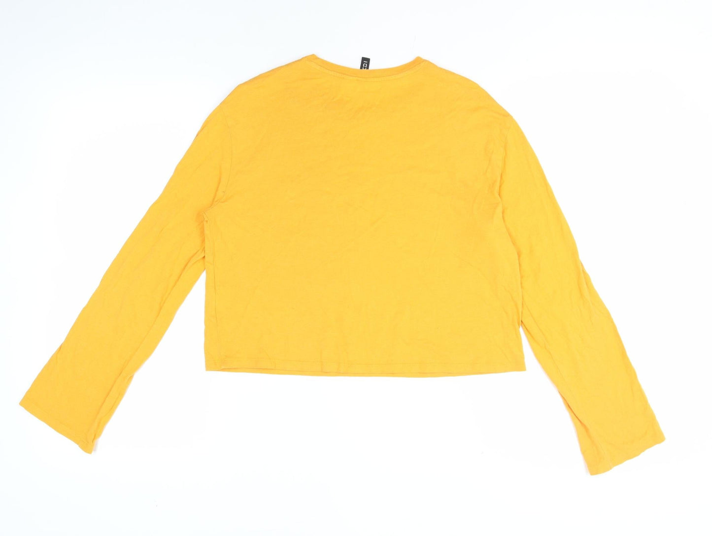 H&M Women's Yellow Cropped T-Shirt Crew Neck