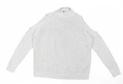 Divided Women's Grey Cold Shoulder Mock Neck Jumper Size 12