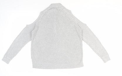 Divided Women's Grey Cold Shoulder Mock Neck Jumper Size 12