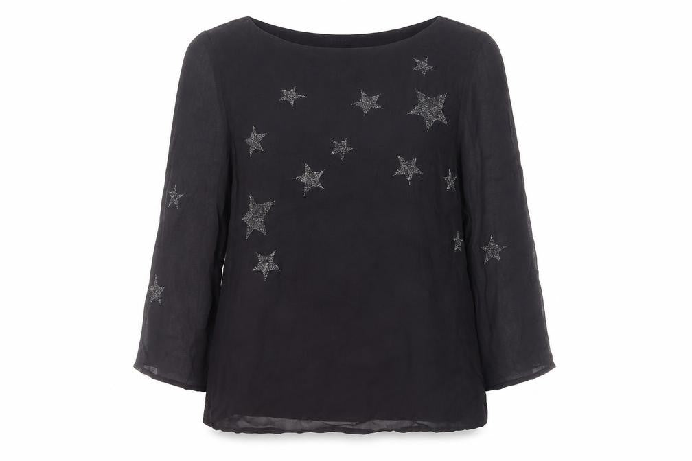 Mint Velvet Women's Black Embroidered Blouse Size 8