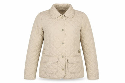 Front view of Dorothy Perkins Women Beige Quilted Jacket, size 8