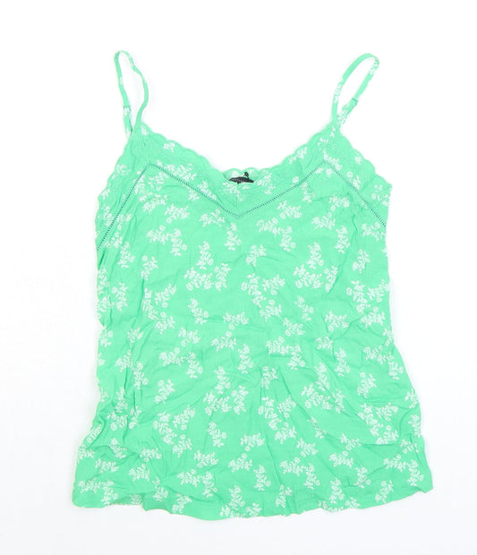 Marks and Spencer Womens Green Floral Viscose Camisole Tank Size 6 V-Neck