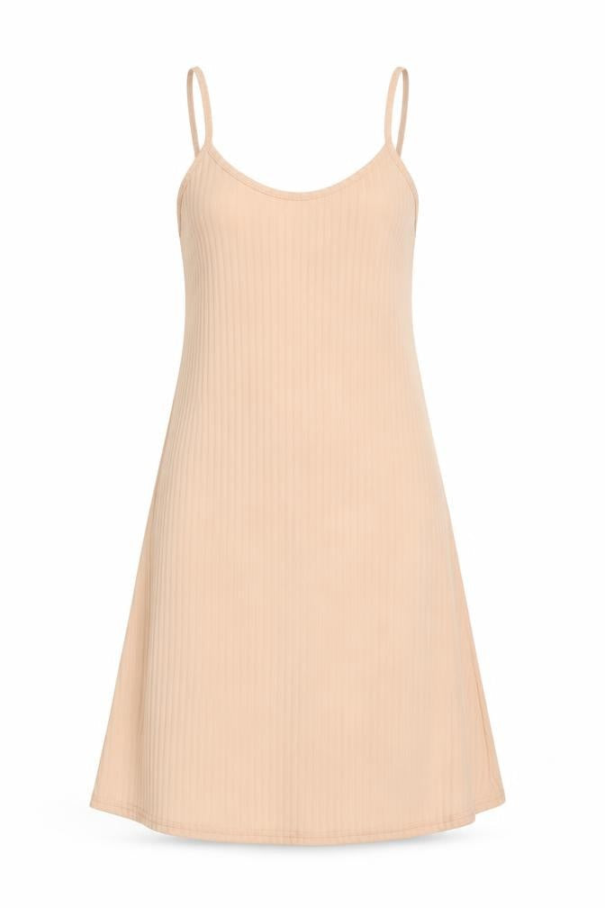 New Look Womens Beige Polyester Tank Dress Size 8 Round Neck Pullover