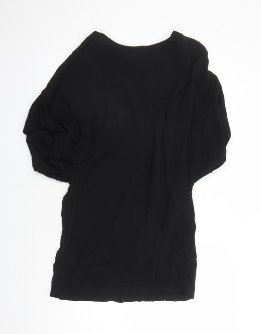 MSCH Womens Black Viscose Basic Blouse Size M Boat Neck