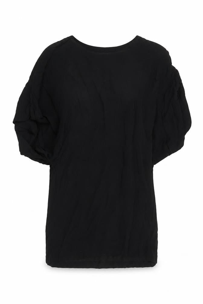 MSCH Womens Black Viscose Basic Blouse Size M Boat Neck
