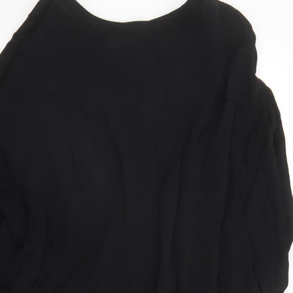 MSCH Womens Black Viscose Basic Blouse Size M Boat Neck