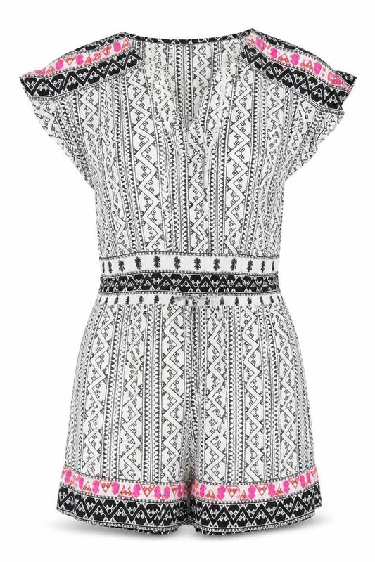 Seafolly Womens Black Geometric Viscose Playsuit One-Piece Size S Pullover - Embroidered Detail